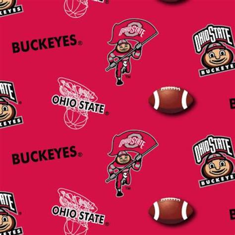 Ohio State University Cotton Fabric Brutus Red Etsy