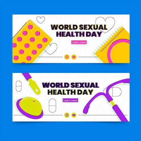 Free Vector Flat World Sexual Health Day Horizontal Banners Set