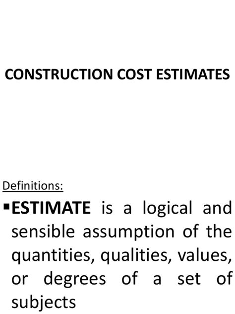 Construction Cost Estimates | PDF | Cost | Expense