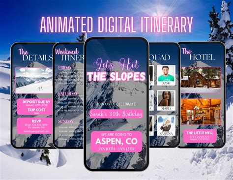 Digital Ski Trip Itinerary Invitation | Animated Weekend Itinerary