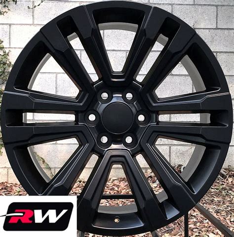 22 Inch Rw 2017 2018 Denali Wheels For Chevy Truck Satin Black Rims