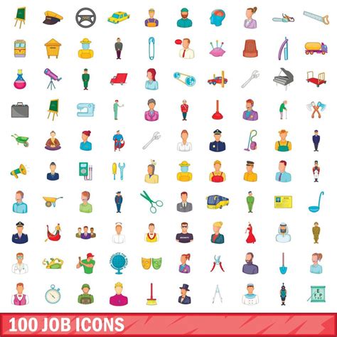 Job Icons Set Cartoon Style Vector Art At Vecteezy