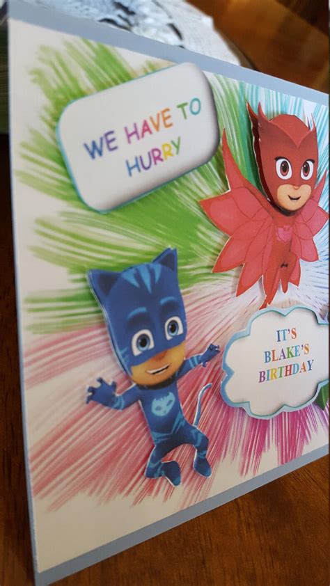 Pj Masks Birthday Card Pj Masks Cards Pj Masks Party Etsy