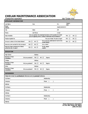 Fillable Online Chelan Maintenance Association Fax Email Print Pdffiller