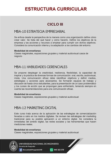 Uni Posgrado Brochure Maestr A En Administraci N De Empresas