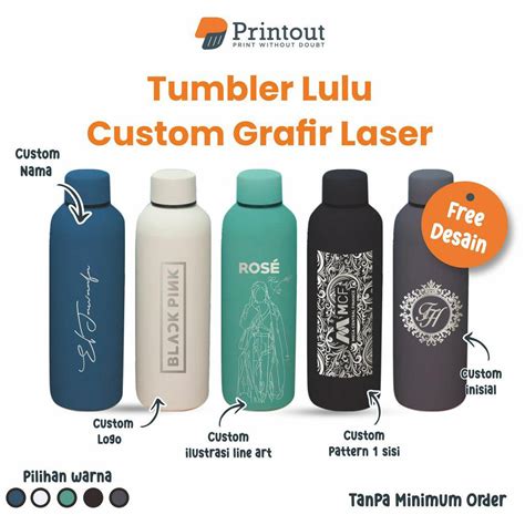 Jual Printout Botol Minum Aesthetic Tumbler Laser Grafir Custom Free