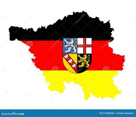 Saarland Map Flag with Coat of Arms Vector Silhouette Illustration ...