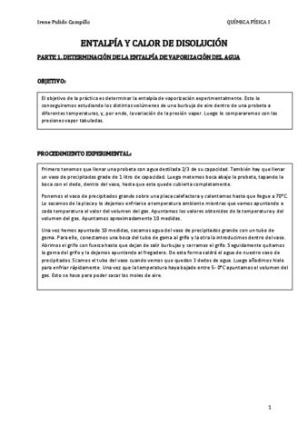 Practica Entalpia Y Calor De Disolucion Pdf