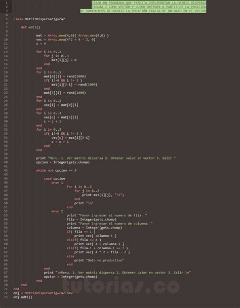 POO Ruby Matriz Dispersa Figura Z En Vector Tutorias Co