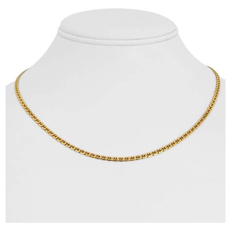 18 Karat Yellow Gold Solid Thin Franco Link Chain Necklace Italy For