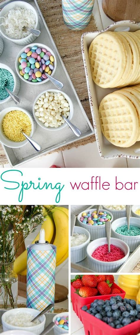 A Spring Themed Self Serve Waffle Bar Perfect For Easter Parties Or