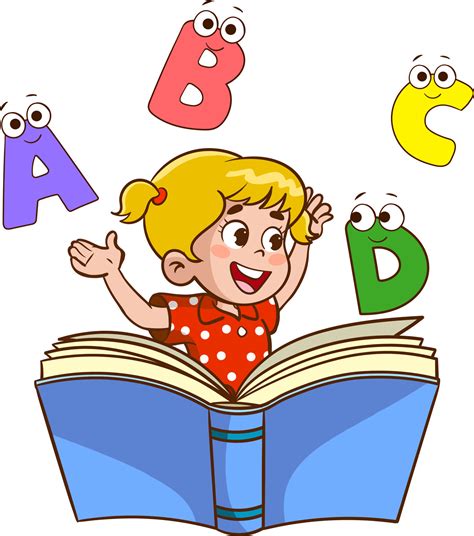 Cute Kids Reading Clip Art