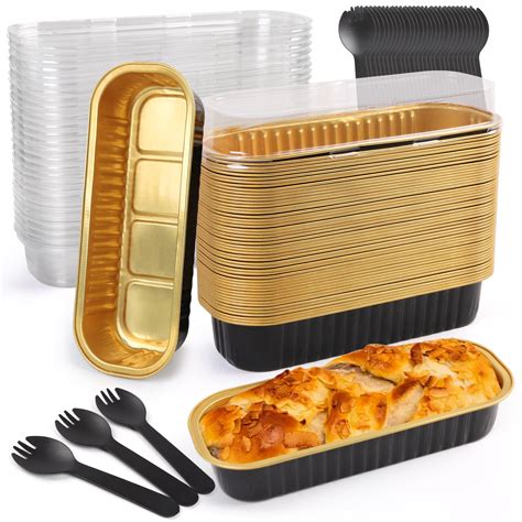 LotFancy 50 Mini Cake Pans with Lids and Spoons,6.8oz Disposable ...