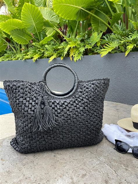 Straw Beach Bag Black – ARMAJ