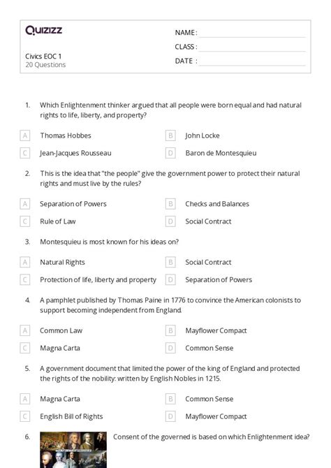 50 Civics Worksheets On Quizizz Free Printable