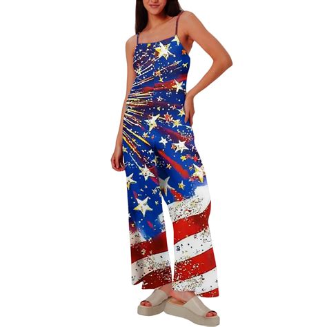 CHCNHAC One Piece Jumpsuits for Women 4th Of July Patriotic Overalls