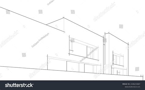 Abstract Architecture Line Sketch Vector Drawing Stock Vector (Royalty ...