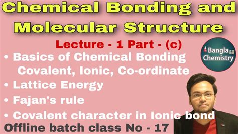 Chemical Bonding Class 11 Part C Lecture 1 Basic Covalent Ionic