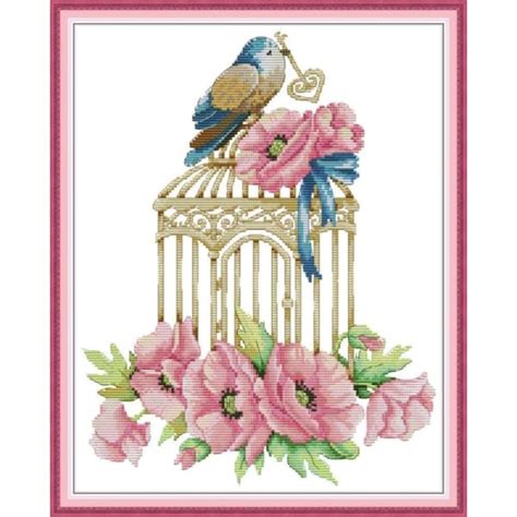 Birdcage And Flowers Needlework Kits Uk