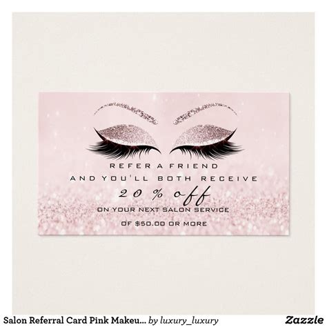 Salon Referral Card Pink Makeup Lashes Extension Zazzle Eyelash