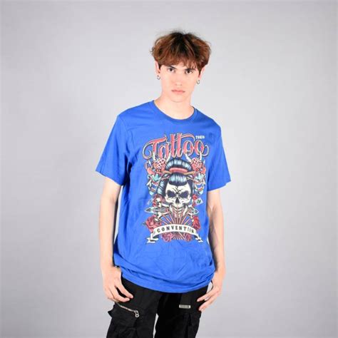 Orange Blue Polera Manga Corta Hombre Ob Algodón Azul Eléctrico L