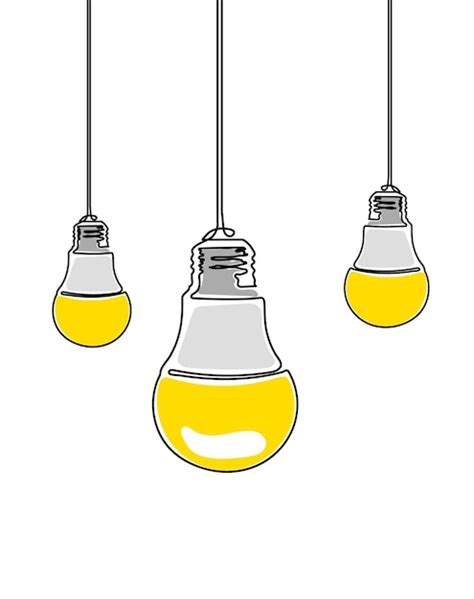 Premium Vector Three Turned On Light Bulb Hanging From Above Yellow