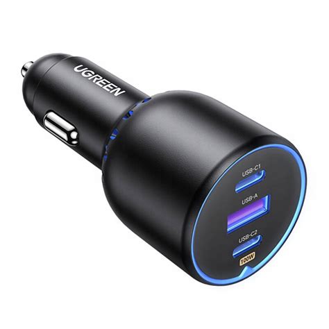 UGREEN SZYBKA ŁADOWARKA SAMOCHODOWA ZASILACZ 2X USB C 1X USB A PD QC