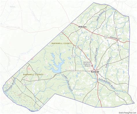 Map of Barnwell County, South Carolina - Thong Thai Real