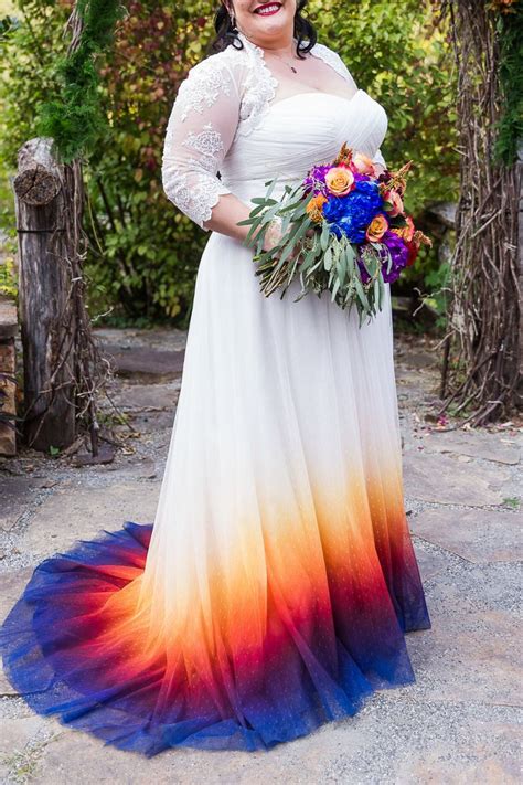 Rainbow Dyed Wedding Dress Dye Wedding Dress Dip Dye Wedding Dress Ombre Wedding Dress