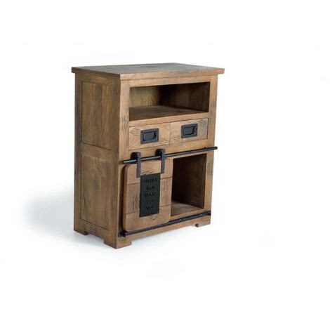 Buffet 2 Tiroirs Bois Fer Marron 75x40x90cm Bois Fer Décoration d