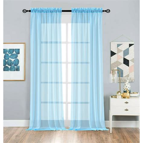 2 Pack Basic Home Rod Pocket Sheer Voile Window Curtains Assorted