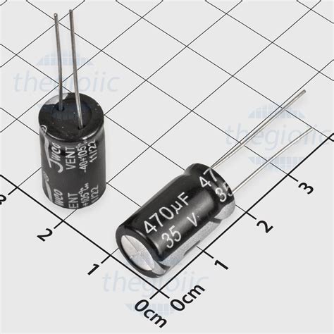 Tụ hóa 470uF 35V 10x17mm Xuyên Lỗ 20 size DxL 10x20mm