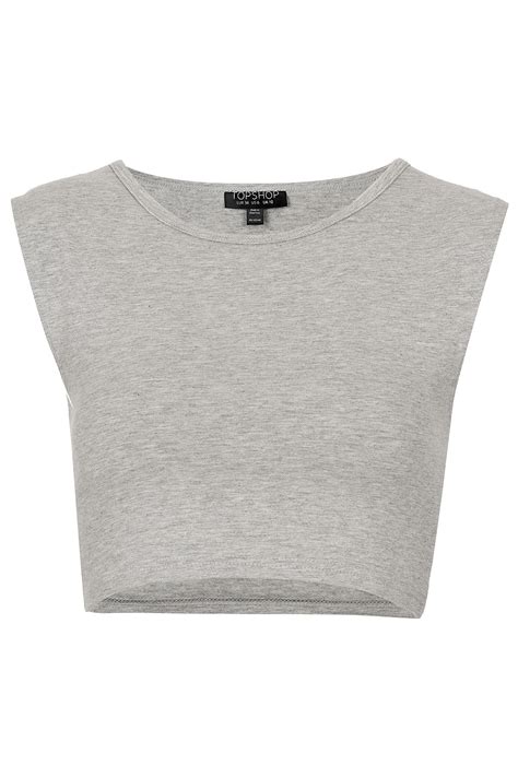 Lyst Topshop Basic Sleeveless Crop Top In Gray