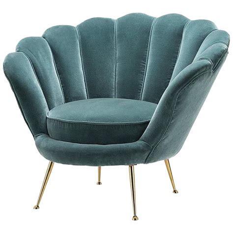 Shell Armchair In Deep Turquoise Or Black Velvet For Sale At 1stDibs