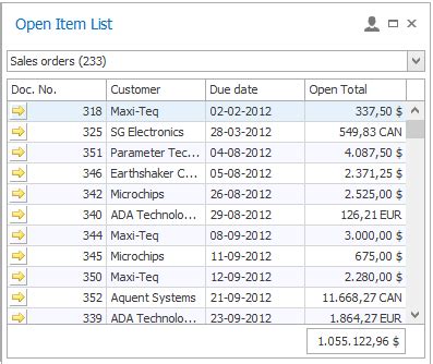 open items list widget