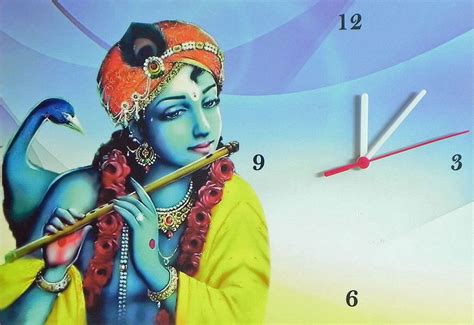 Wall Clock on Hardboard with Krishna Picture