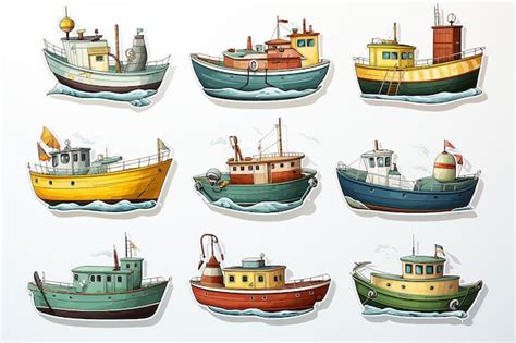 Premium AI Image A Collection Of Illustrations Of Boats And Boats