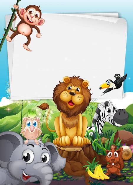 Free Vector | Border design with wild animals