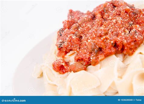 Pappardelle with Bolognese Sauce Stock Photo - Image of italy, meat ...