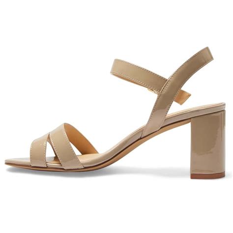 Utopia Heel In Nude Patent Heels Open Toe Heel Sandals Heels