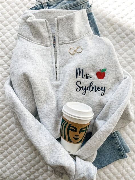 Personalized Teacher Quarter Zip Sweatshirt Teacher Name And Etsy Artofit