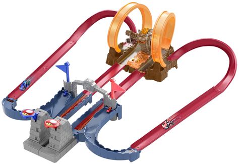 Hot Wheels Mario Kart Race Car Bowsers Castle Chaos Track Set Walmart