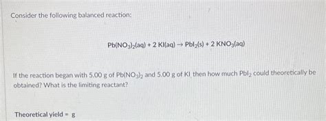 Solved Consider The Following Balanced Reaction