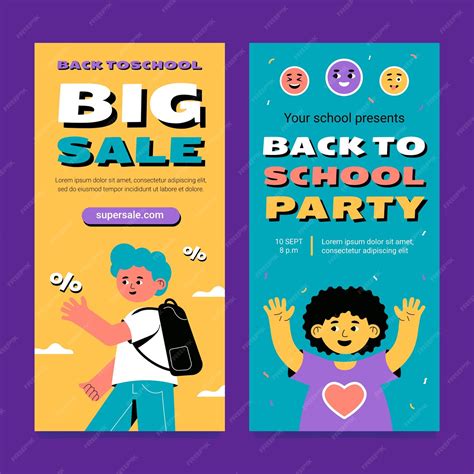 Free Vector Flat Back To School Vertical Banners Set