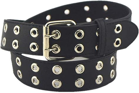 Amazon Double Eyelet Grommet PU Leather Punk Belt Unisex Waist