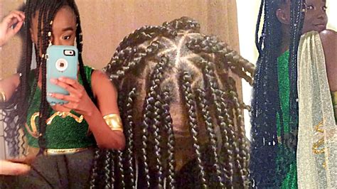 Triangle Goddess Box Braids Using The Rubber Band Method Youtube