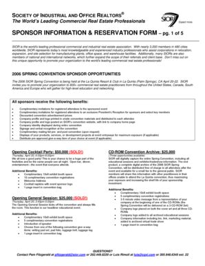 Fillable Online Sponsorship Information And Reservation Form Sior Fax