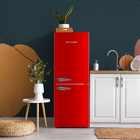 Montpellier Mab145r Retro Fridge Freezer In Red Montpellier Domestic