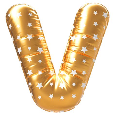 Gold Bubble Letter V Font 3d Render 36305463 Png