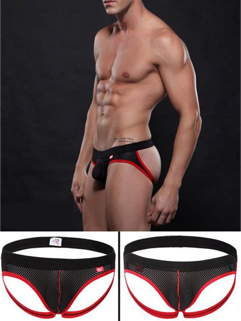 Men S Low Waist Sexy Mesh Jockstrap Breathable Double Crotch Buttocks